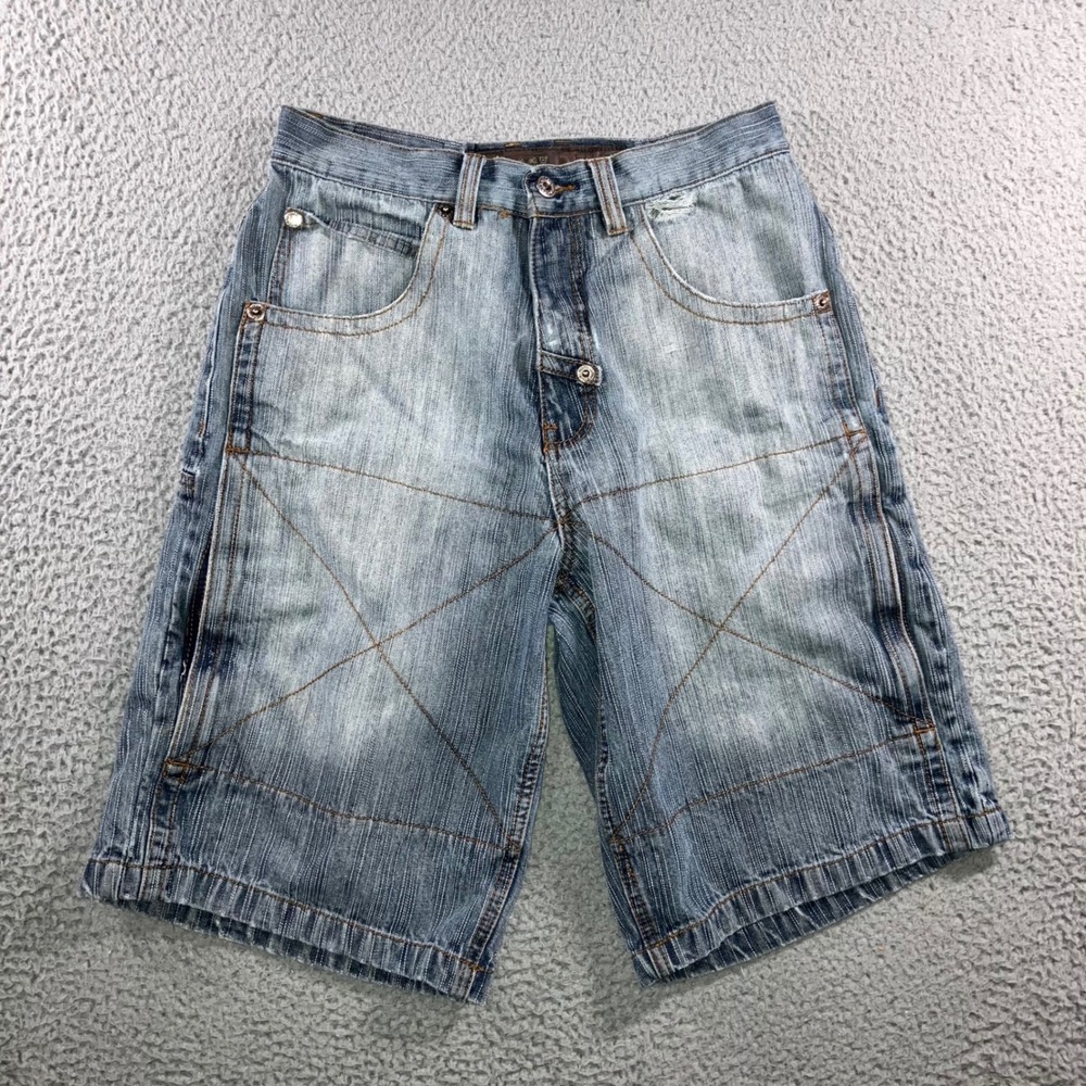 VTG Y2K Departed Multi Pocket Baggy Denim Jorts Men 32x12.5 Rare Rave Fit 30x12